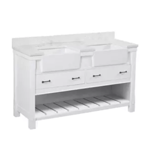 Farmington White 61" Double Sink Vanity Combo (Sink + Countertop) All In One