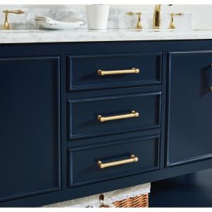 Manhattan Navy Blue 61" Double Sink Bathroom Vanity