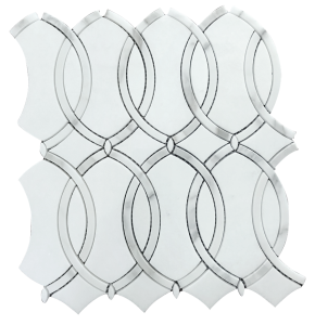Bering White Geometric Waterjet Marble Mosaic