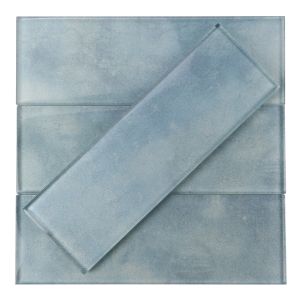 FREE SHIPPING - Caribbean Sky Blue Glass 3x9 Subway