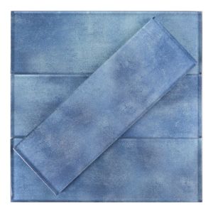 FREE SHIPPING - Caribbean Blue Cobalt Light Glass 3x9 Subway