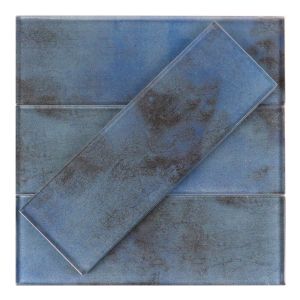 FREE SHIPPING - Caribbean Blue Cobalt Dark Glass 3x9 Subway