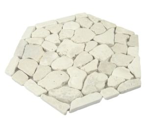 FREE SHIPPING - Flat White Honeycomb Halo Pebble Tile