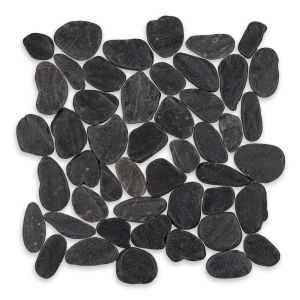 FREE SHIPPING - Charcoal Flat (Matte) Interlocking 12x12 Polished Pebbles