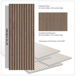 Fog 9.5 in. x 94.5 in. 3D Wood Slat Acoustic Fluted Sound Absorbing Wall Panel