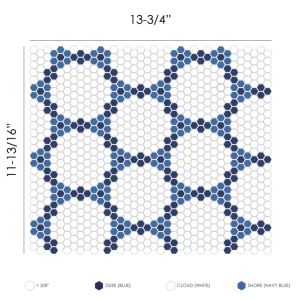 FREE SHIPPING - Bourges Coastal Geometro Recylcled Glass Mosaic Tile