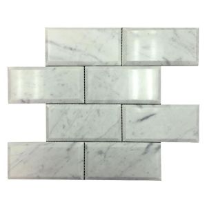 FREE SHIPPING - Carrara White 3X6 Deep Beveled Polished Subway