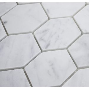Carrara White 2" Elongated Honed Hexagon Mosaic