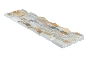 Golden White 6x24 3D Basketweave Ledger Panel Split Face