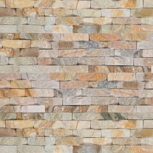 Golden White 6x24 3D Basketweave Ledger Panel Split Face