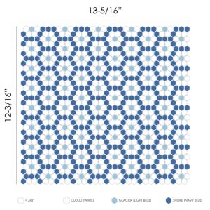 FREE SHIPPING - Dijon Coastal Geometro Recylcled Glass Mosaic Tile