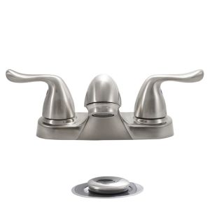 FREE SHIPPING - Double Handle Brush Nickel Bathroom Faucet