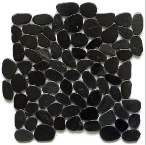 Charcoal Flat Interlocking 12x12 Polished Pebbles