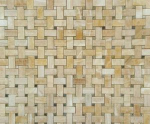 Yellow Onyx Basket Weave Green Dot Interlocking 12x12 Polished