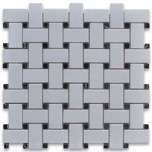 FREE SHIPPING - Statuary White Basketweave Mosaic