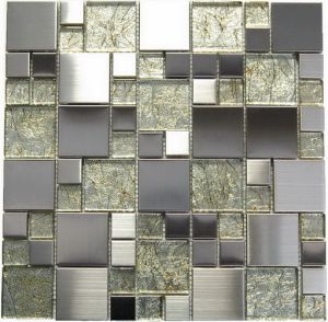 Stainless Steel + Golden Glass Mix Mosaic