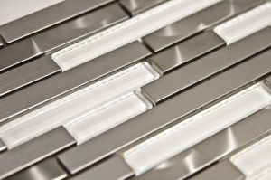 Stainless Steel & Glass Mix 12x12 Interlocking Mosaic