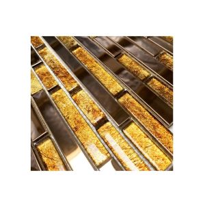 FREE SHIPPING - Golden Fire Interlocking Glass Metal Mosaic
