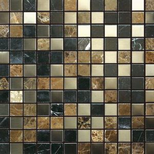 Stainless Steel and Stone 1x1 Honed/Polished Blend Mosaic