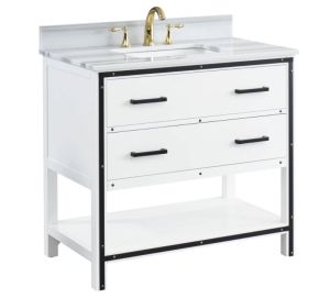 All-In-One Hendrick Dove White 37" Single Sink Bathroom Vanity