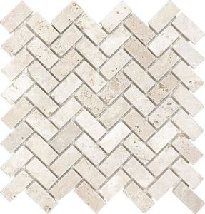 FREE SHIPPING - Tuscany Ivory 1x2 Herringbone Tumbled