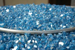 FREE SHIPPING - Fire Glass (0.50") Crushed Marine Blue 20 Lbs Pebble Bag
