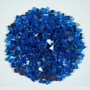 FREE SHIPPING - Fire Glass (0.25") Crushed Saphire Blue 20 Lbs Pebble Bag