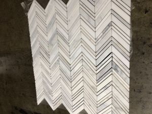 FREE SHIPPING - Carrara White 1x4 Chevron Polished