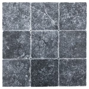 FREE SHIPPING - Obsidian Black 4x4 Tumbled Subway Tile