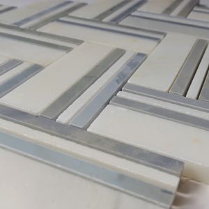 Parquet White 12x12 Herringbone Polished Mosaic
