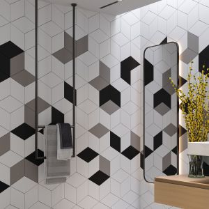 FREE SHIPPING - Large White Harlequin Matte Porcelain Tile