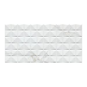 Dymo Calacatta Chex White 12x24 Glossy Ceramic Wall Tile