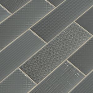 Urbano Graphite 3D Mix 4x12 Glossy Subway Tile