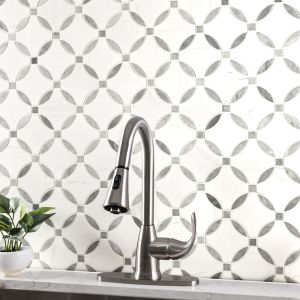 Bianco Dolomite Lola Polished Marble Mosaic Floor and Wall Tile