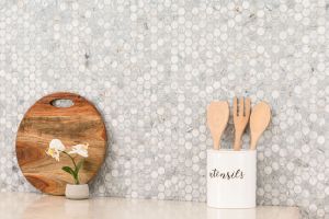 Capri Blue Porcelain Penny Round Mosaic