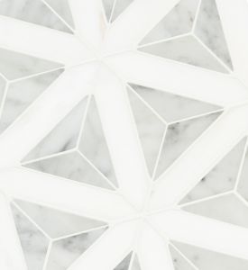 FREE SHIPPING - Carrara White Faceted Waterjet Pattern