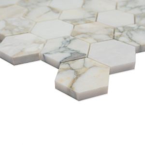 Coronado 10x12 Honed Hexagon Marble Mosaic Floor and Wall Tile