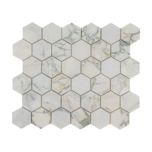 Coronado 10x12 Honed Hexagon Marble Mosaic Floor and Wall Tile