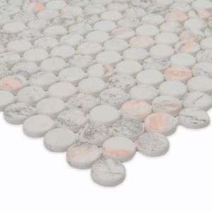 Briar Rosa Pennyround 12x12 Matte Recycled Glass Floor and Wall Tile