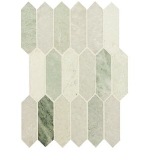 Icelandic Ming Green Picket Polished Marble Mosaic