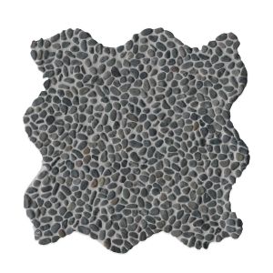 Noir Ash Mini Pebble 12x12 Tumbled Marble Mosaic Floor and Wall Tile