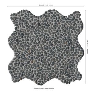 Noir Ash Mini Pebble 12x12 Tumbled Marble Mosaic Floor and Wall Tile
