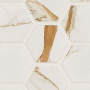 Calacatta Gold 2" Hexagon Matte Porcelain Mosaic