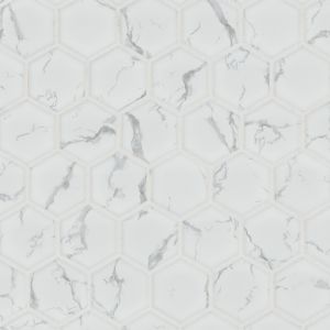 FREE SHIPPING - Carrara Matte Porcelain 2" Hexagon Mosaic Floor And Wall Tile