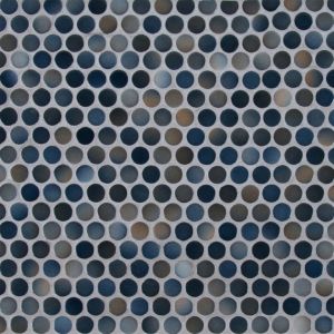 FREE SHIPPING - Penny Round Azul Glossy Mosaic