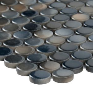 FREE SHIPPING - Penny Round Azul Glossy Mosaic