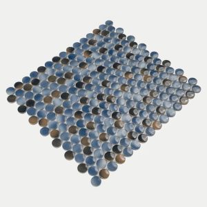 FREE SHIPPING - Penny Round Azul Glossy Mosaic