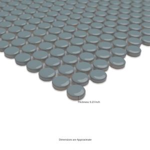 FREE SHIPPING - Cielo Azul Pennyround 11X12 Glossy Porcelain Mosaic Floor and Wall Tile