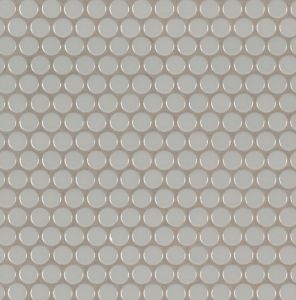 FREE SHIPPING - Gray Glossy Porcelain Penny Round Mosaic