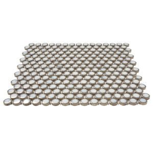 FREE SHIPPING - Gray Glossy Porcelain Penny Round Mosaic